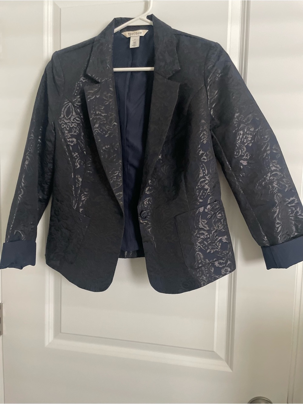White House Black Market Navy Textured Blazer Jacket
